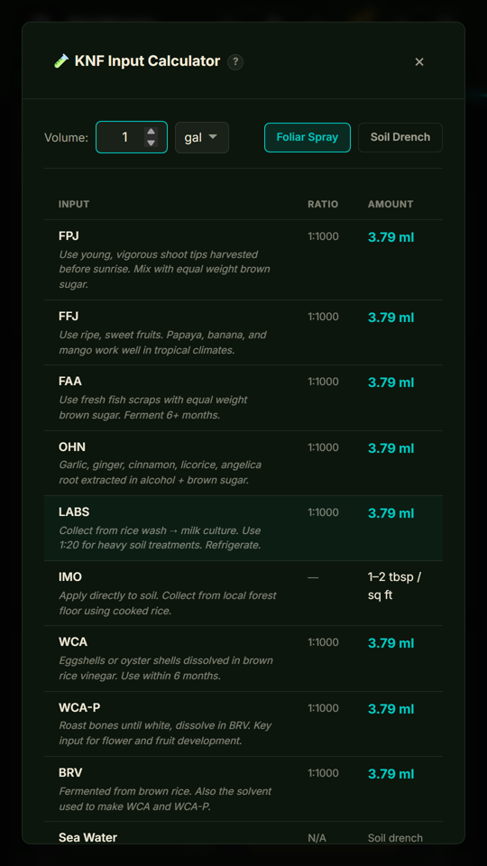 Built-in KNF input calculator